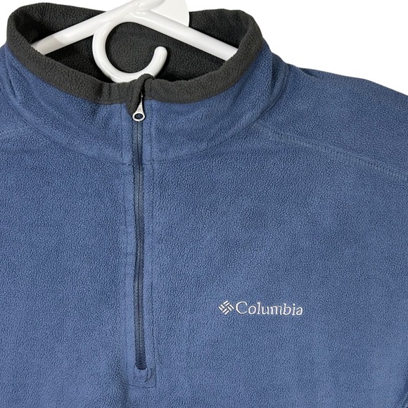 Columbia Men's Medium Fleece Pullover Blue Quarter Zip Long Sleeve Jacket Blue - Picture 1 of 10